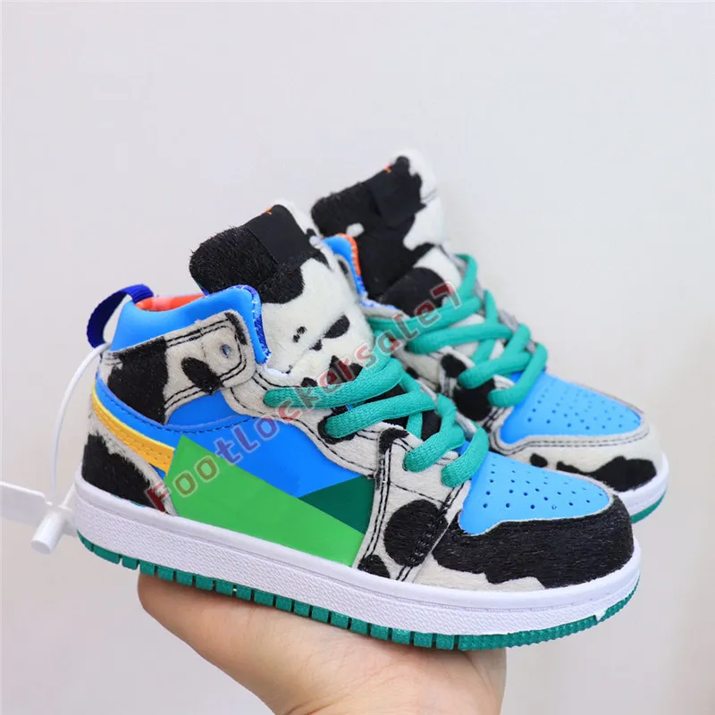 High Quality Jumpman 1 1s Kids Basketball Shoes UNC Twist Obsidian Digital Pink Retro Trainers for Boys and Girls