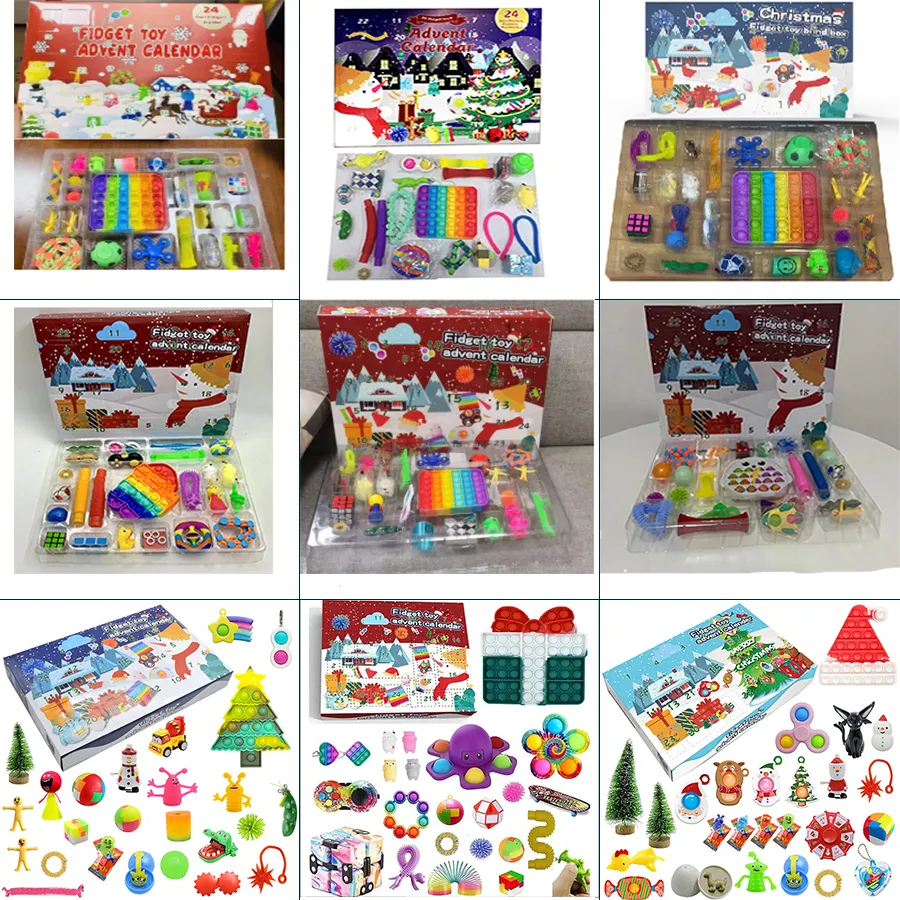 24 Fidget Advent Kalender Kerst Blind Doos Surprise Anti Stress Relief Speelgoed Sets Slow Rise Squishy Squeeze Kids Gift Jongens