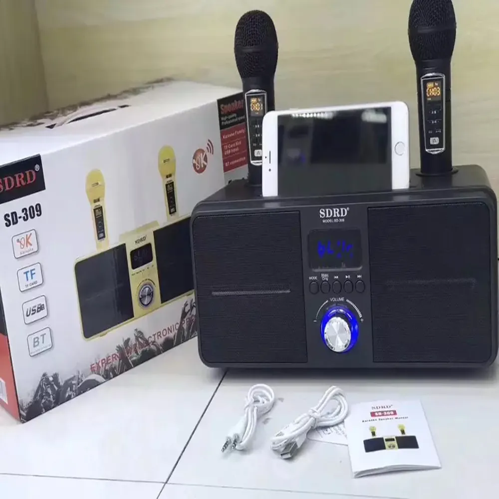 2024 デュアルワイヤレスマイクBluetoothスピーカーカラオケシステム