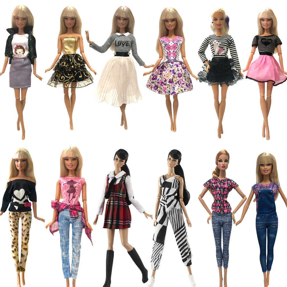 Dolls da menina americana dois conjunto multi-grupo opcional boneca vestido top estilo de moda saia colorida outfits por atacado boneca roupas acessórios
