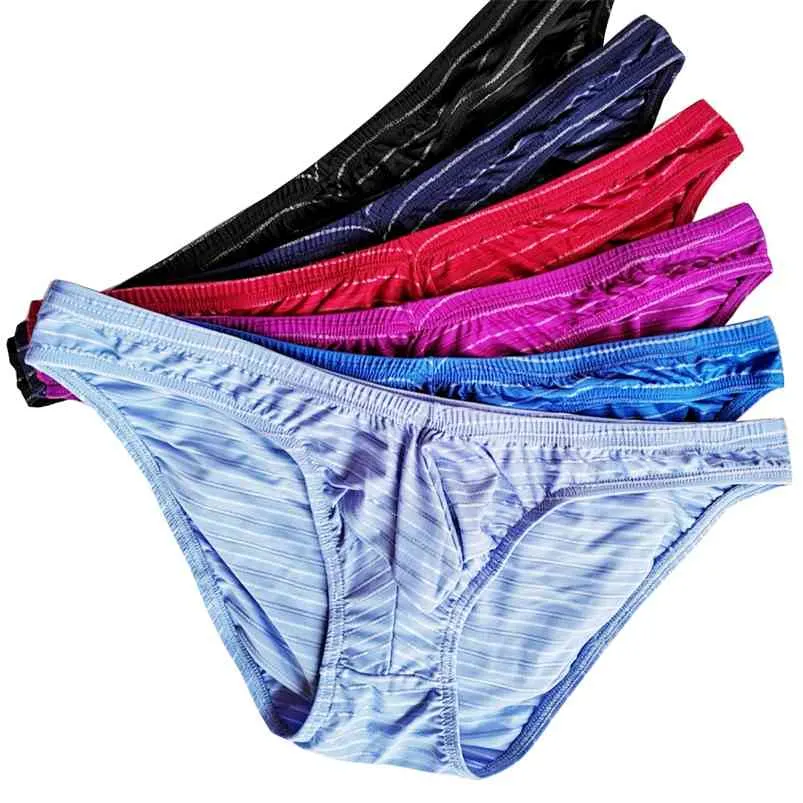 5 Sexy Homens Briefs Underwear Imitação Stripe Cueca Masculina Mens Underwear Bikini Breve Calcinha Masculina Homens Underwear Gay C905 210730