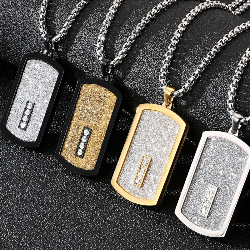 Gold Black Card Pendant Necklace For Men With 66CM Long Chain Cool Stainless Steel Mens Jewellery Accessories Logo Name Engrave