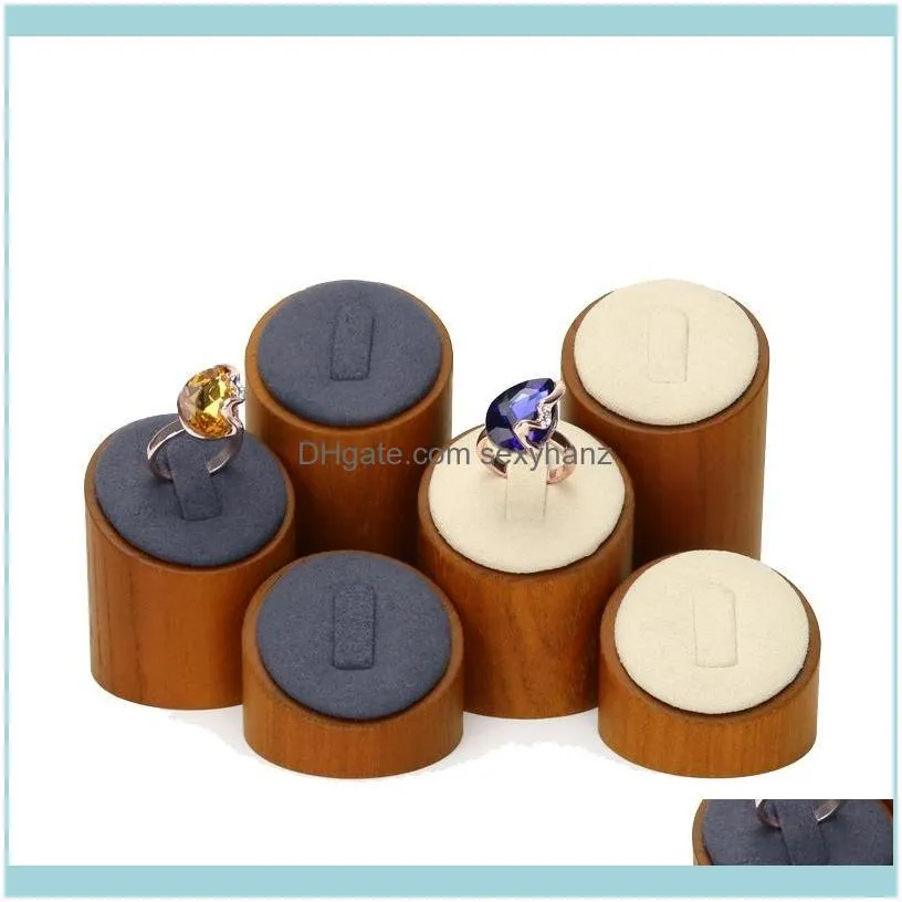 6Pcs Solid Wood Ring Display Stand Jewelry High School Low Props Storage Stall Shelf Pouches, Bags