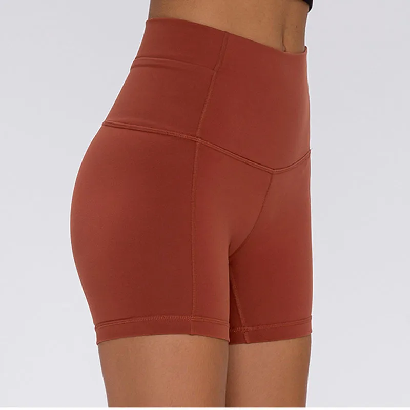 L-163 Kvinnor Yogashorts med hög midja Kläder Nakna Damfickor Höfttightning Löpning Fitness Byxa Rumplyftande Leggings