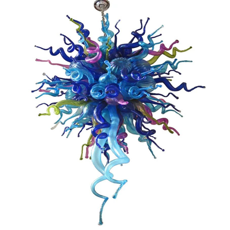 Nordic Blue Coral ljuskrona kedja hängande ljus Livingroom h Otel handblåst glas lampa acceptera anpassning