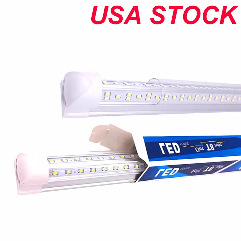 25PCS LED Shop Light, Tube 4FT 8FT 144W 14400LM 6000K, Cold White, V Shape, Clear Cover, Hight Output, Linkable Lights Stock in Los Angeles