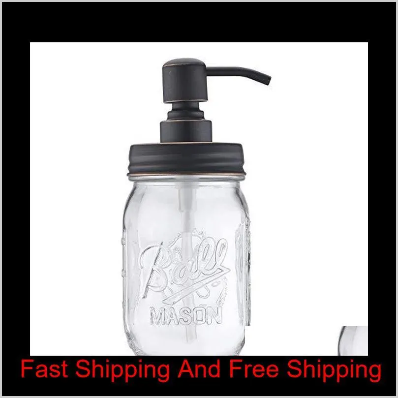 oil rubbed bronze mason jar soap dispenser with rust proof stainless steel pump and lid liquid for kitchen and bathroom- no jars