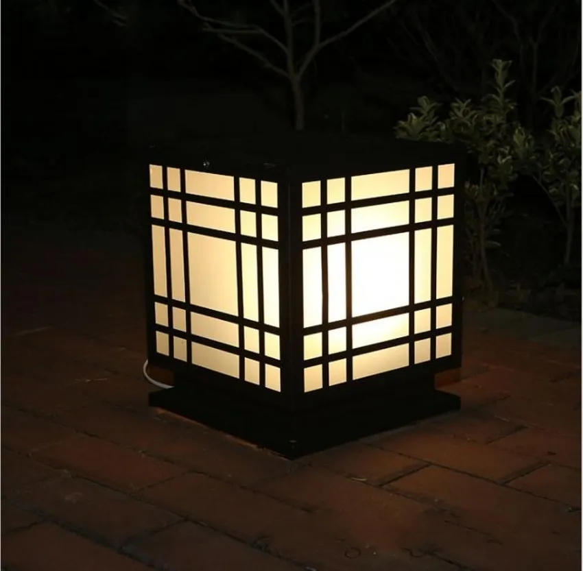 LED 기둥 랜 턴 빛 복고풍 랜턴 방수 야외 열 머리 밤 빛 정원 울타리 풍경 장식