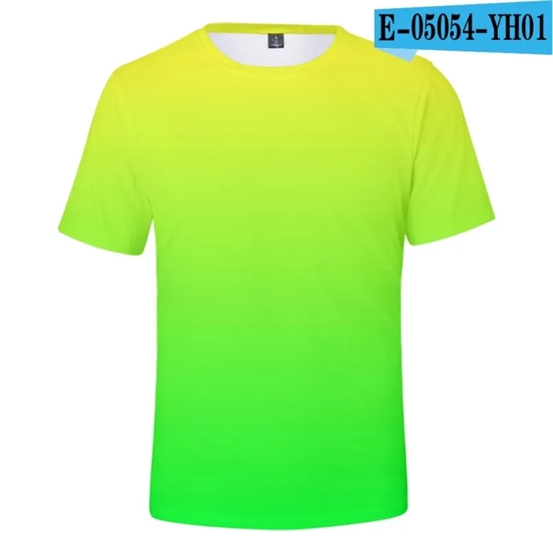 Neon T-shirt Män / Kvinnor Sommargrön T Shirt Pojke / Tjej Solid Färg Toppar Rainbow Streetwear Tee Färgglada 3D Tryckta barn 210714