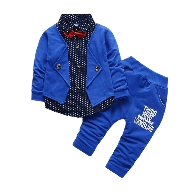 Lente kinderen mode kleding baby jongen meisje katoenen jas broek 2 stks / sets herfst kinderen baby casual kleding peuter trainingspak 211021