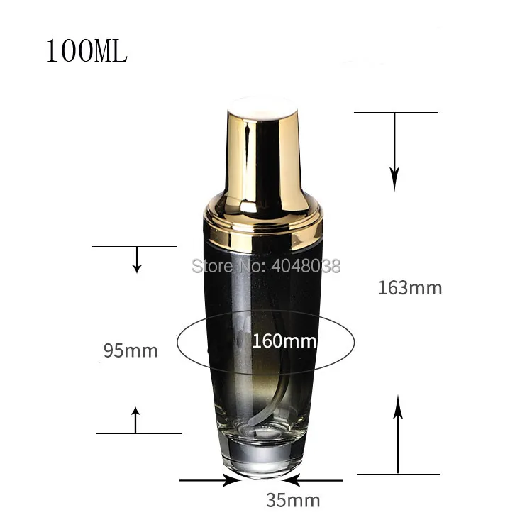 10 pcs Emulsion Bottle Press Pump Bottle Black Glass Essence Liquid Vial with Gold Cover Portable Refillable Cosmetic Container (7)