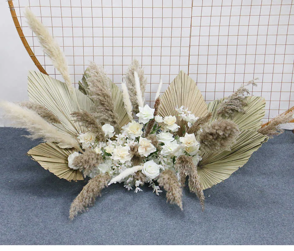 Natural Dried Flower Arrangement Pampas Grass Reed Row DIY Wedding ...