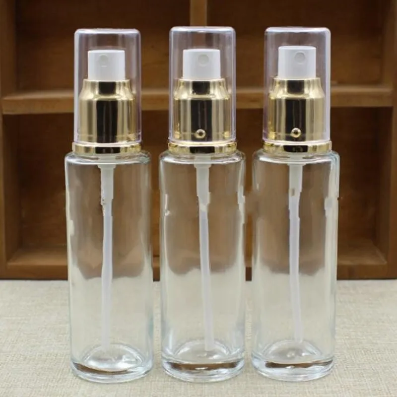 O atomizador de perfume de vidro transparente de 50ml atomizer vazio pequeno frasco de pulverizador puro recipiente de água