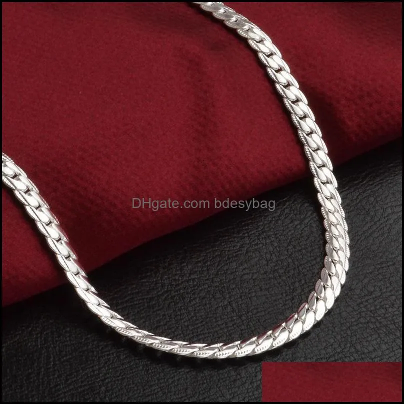 Silver Snake Bone Chain Necklace Hip Hop 5mm20inch Link Necklaces for Men Women Statement Jewelry DIY accessories Christmas Gift