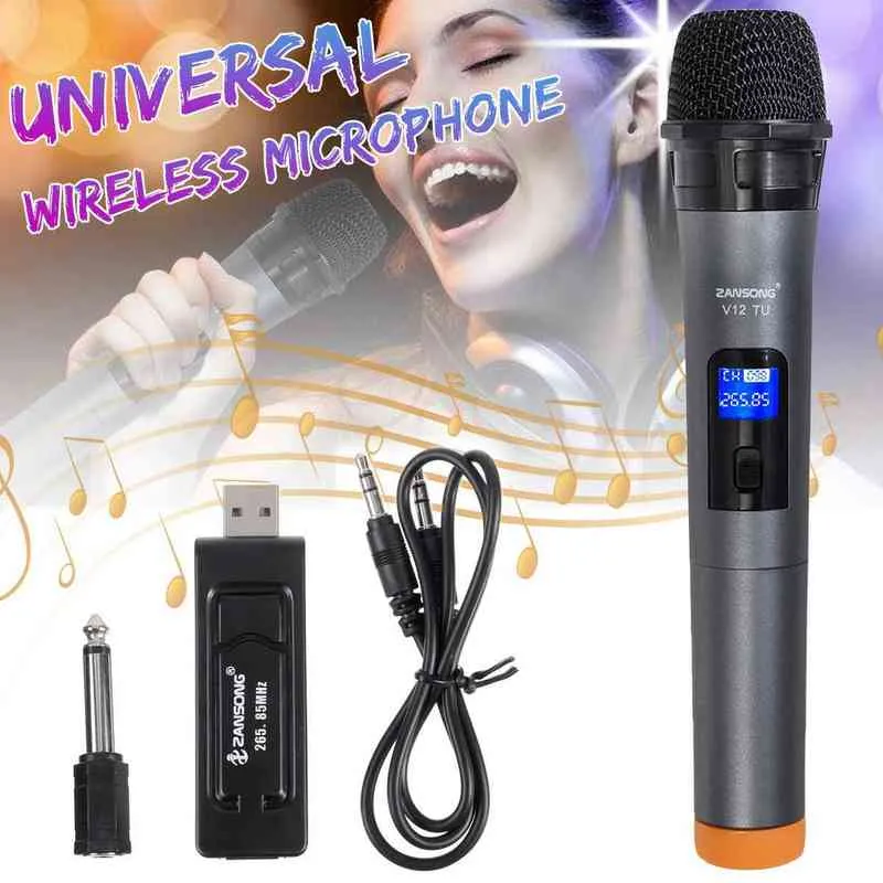 Микрофоны Universal UHF Беспроводной профессиональный портативный микрофон с USB -приемником для караоке -микрофона для усилителя в церкви T220915