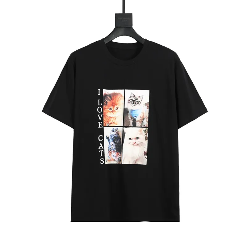 Camiseta para mujer de verano lindo gato impresión de moda manga corta 3 colores de alta calidad para hombres camiseta talla de polo XS-L