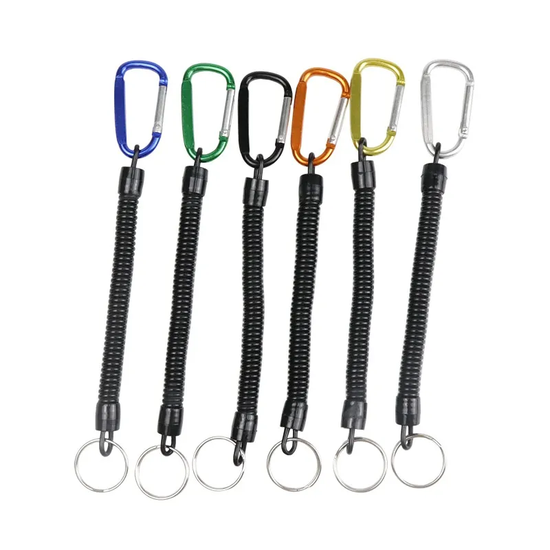 Outdoor Gadgets Tactical Retractable Spring Elastic Rope Security Gear Tool Hiking Camping Anti-lost Phone Keychain Fishing Lanyards XDJ195