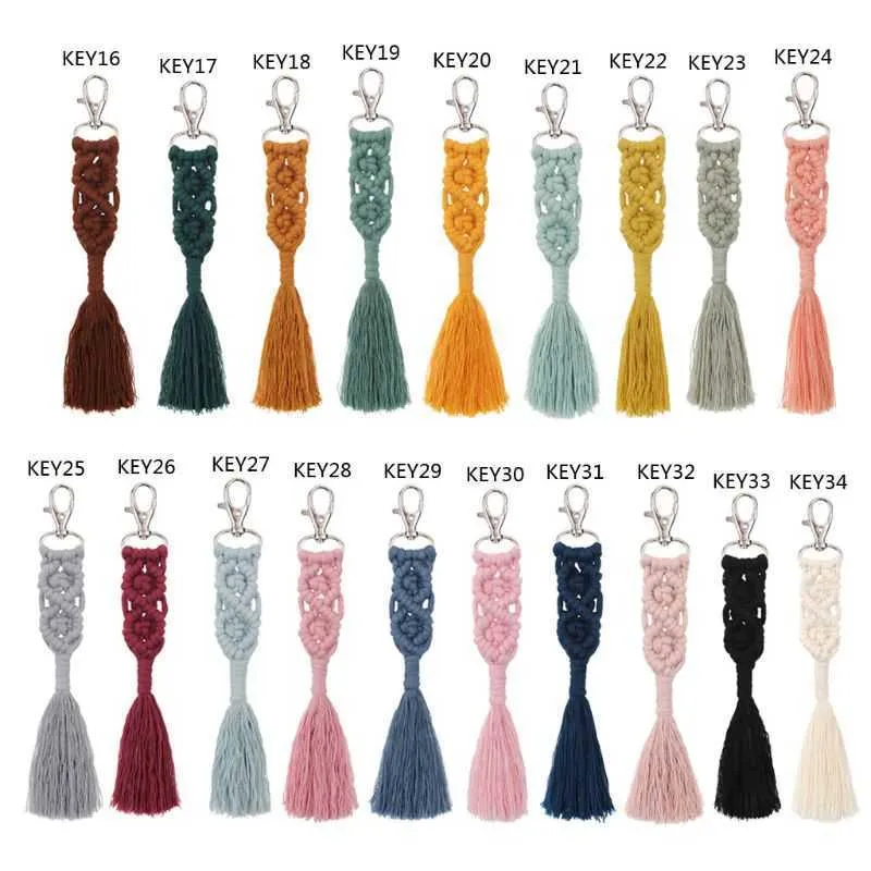 Tassel Breloki dla Kobiet Boho Key Holder Brelok Macrame Torba Urok Samochód Wiszący Biżuteria Prezent Dla przyjaciół G1019