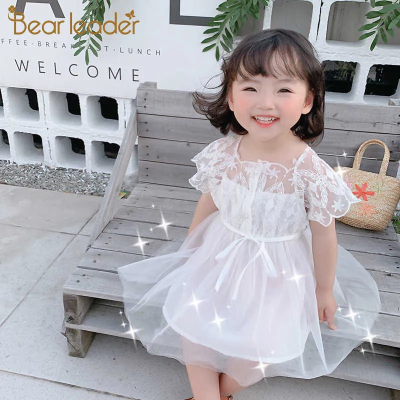 Bärenführer Kinder Mädchen Prinzessin Kleider Sommer Kleinkind Baby Spitze Blumen Party Kostüme Kinder Süße Koreanische Hochzeit Vestidos 210708