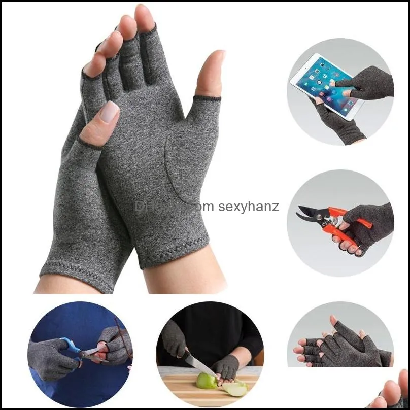 1Pair Compression Arthritis Gloves For Women Men Open Fingers Pain Relief Pressure Gloves Thin Breathable Cycling Fitness Mitten