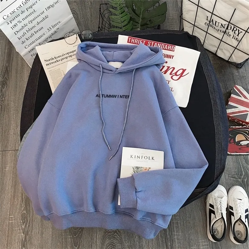 Autunno Felpe Per Le Ragazze Grande Felpa Oversize Donne In Pile Stile Coreano Femminile Manica Lunga Top Coat Hood Jacket LJ201130