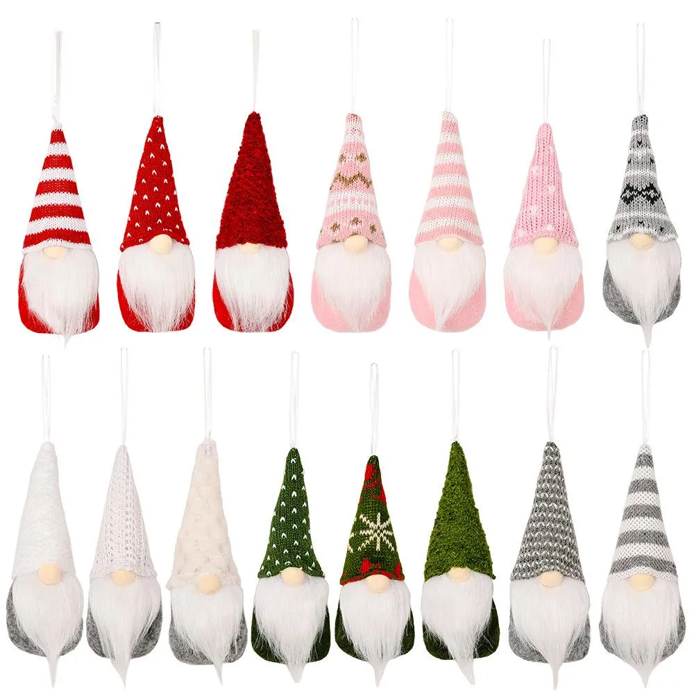 Décorations d'arbre de noël en peluche Gnome poupée pendentif suspendu ornement nouvel an fête fournitures décor à la maison