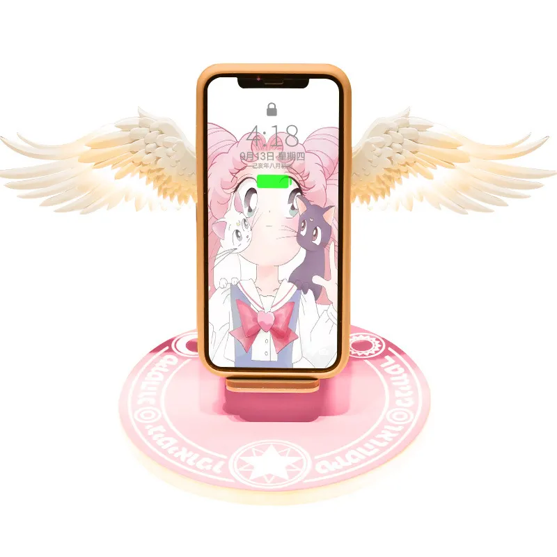Apple Android için Cep Telefonu Kablosuz Şarj Cihazlar Şarj Film Cep Telefonu Stander Wings Otomatik Olan 10W Hızlı Şarj Güç Kaynağı Öğrenci Akıllı Telefon Tutucu