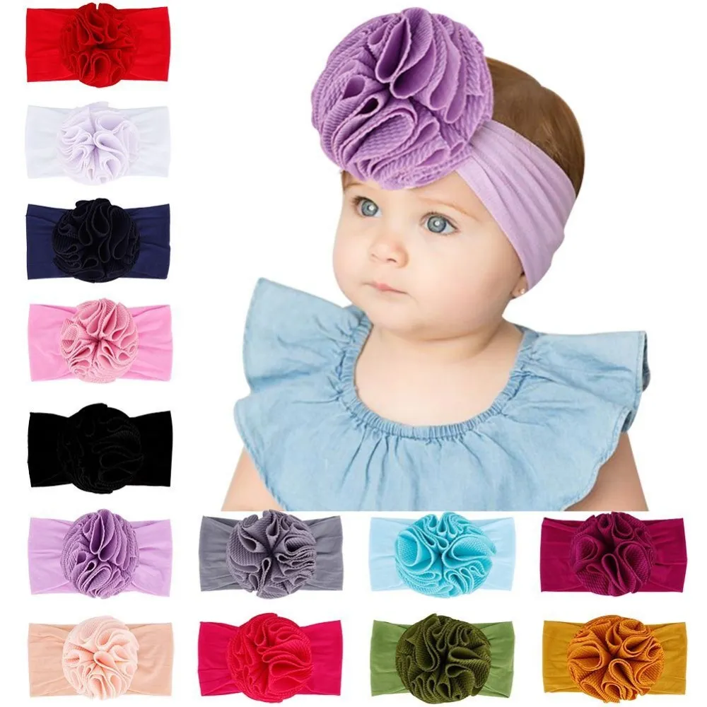 4 "Waffle Tecido Flor Headband Nylon, Impressões Nylon Turbante Headwraps, Kids Girls Hair Accessories Bulk Price