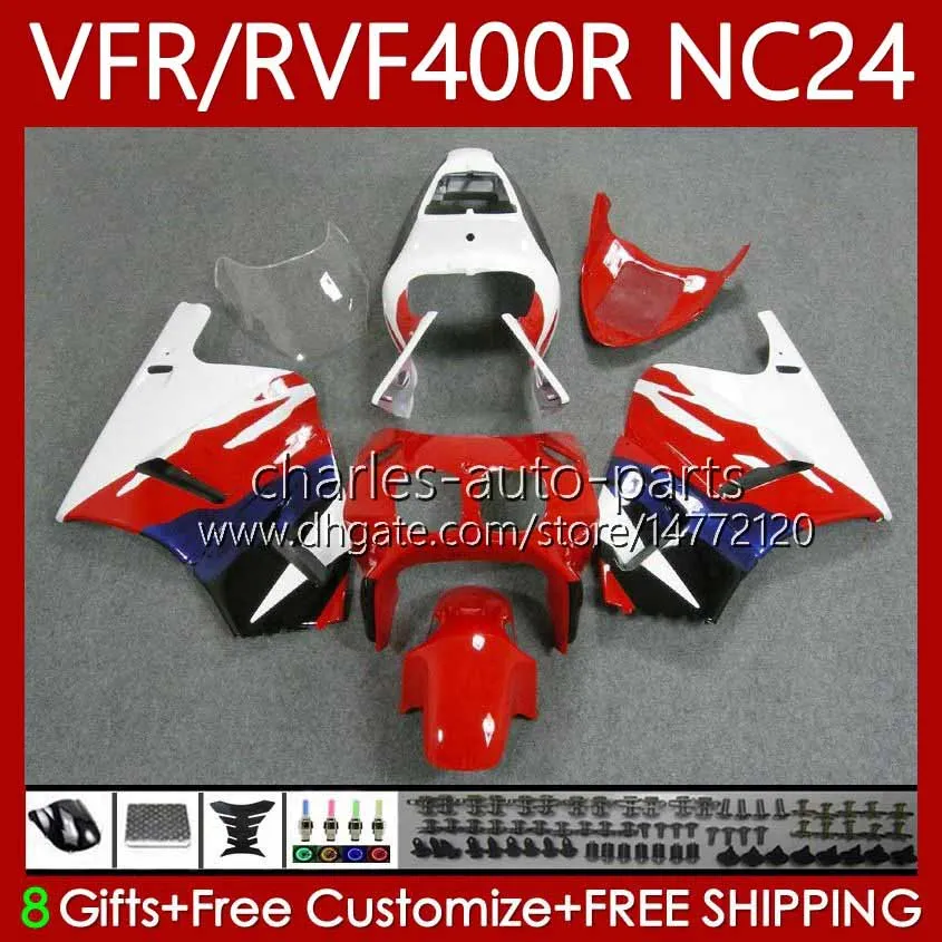 Kit carrosserie pour HONDA RVF400R VFR400 R NC24 V4 Rouge bleu blk VFR400R 87-88 Carrosserie 78No.65 RVF VFR 400 RVF400 R 400RR 87 88 VFR400RR VFR 400R 1987 1988 Carénage de moto