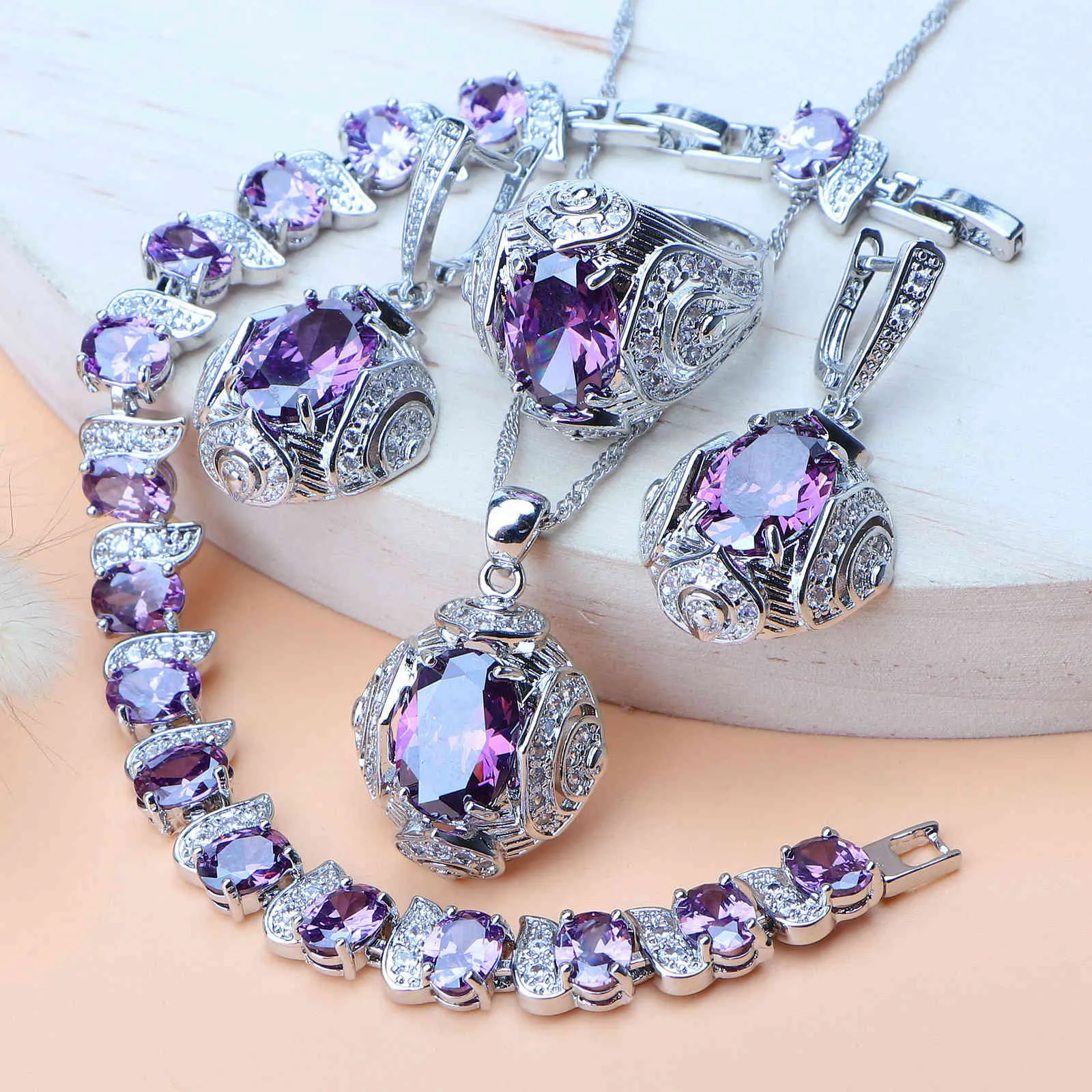 ThreeGraces New Fashion Purple Cubic Zirconia Long Geometric Irregular  Dangle Earrings Ladies Wedding Prom Costume Jewelry ER681