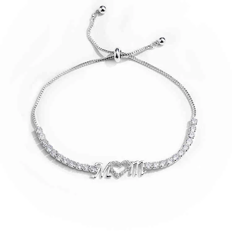 Mors Daggåvor Mode Digner Handgjorda Smycken Justerbar Kedja Zircon Armband Luxury Sier Love Diamond Armband Kvinnor