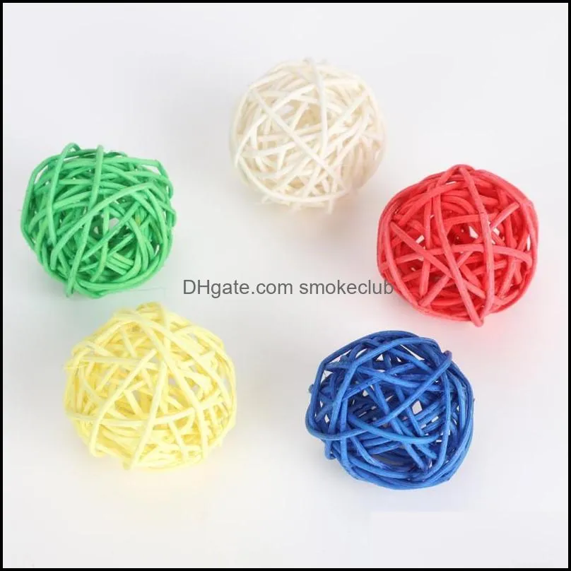 Cat Toys Playing Toy Funny Sounds Bell Rattan Ball 5 Suits Interactive Bite Chew Artificial Colorful Accessories Random Color