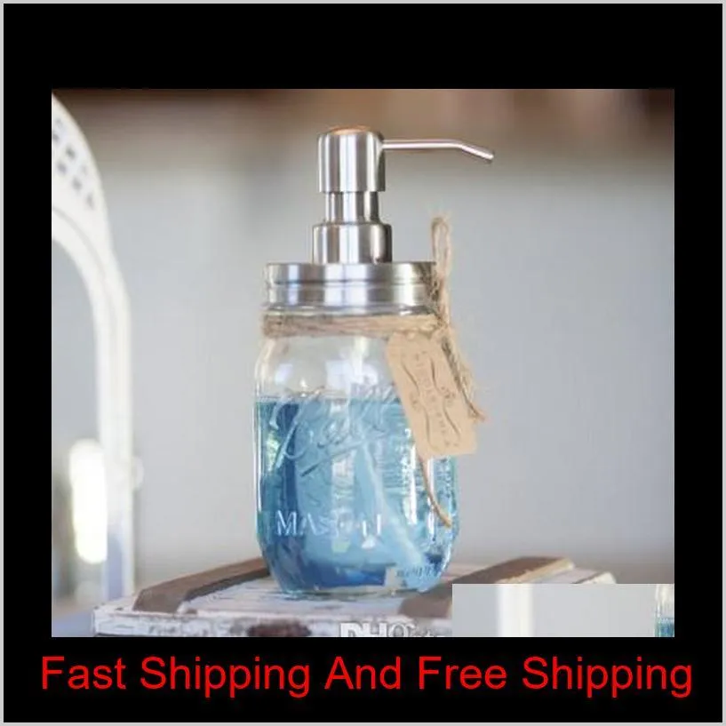 diy hand soap dispenser pump stainless steel mason jar countertop soap / lotion dispenser polish/chrome/orb/golden hy-03