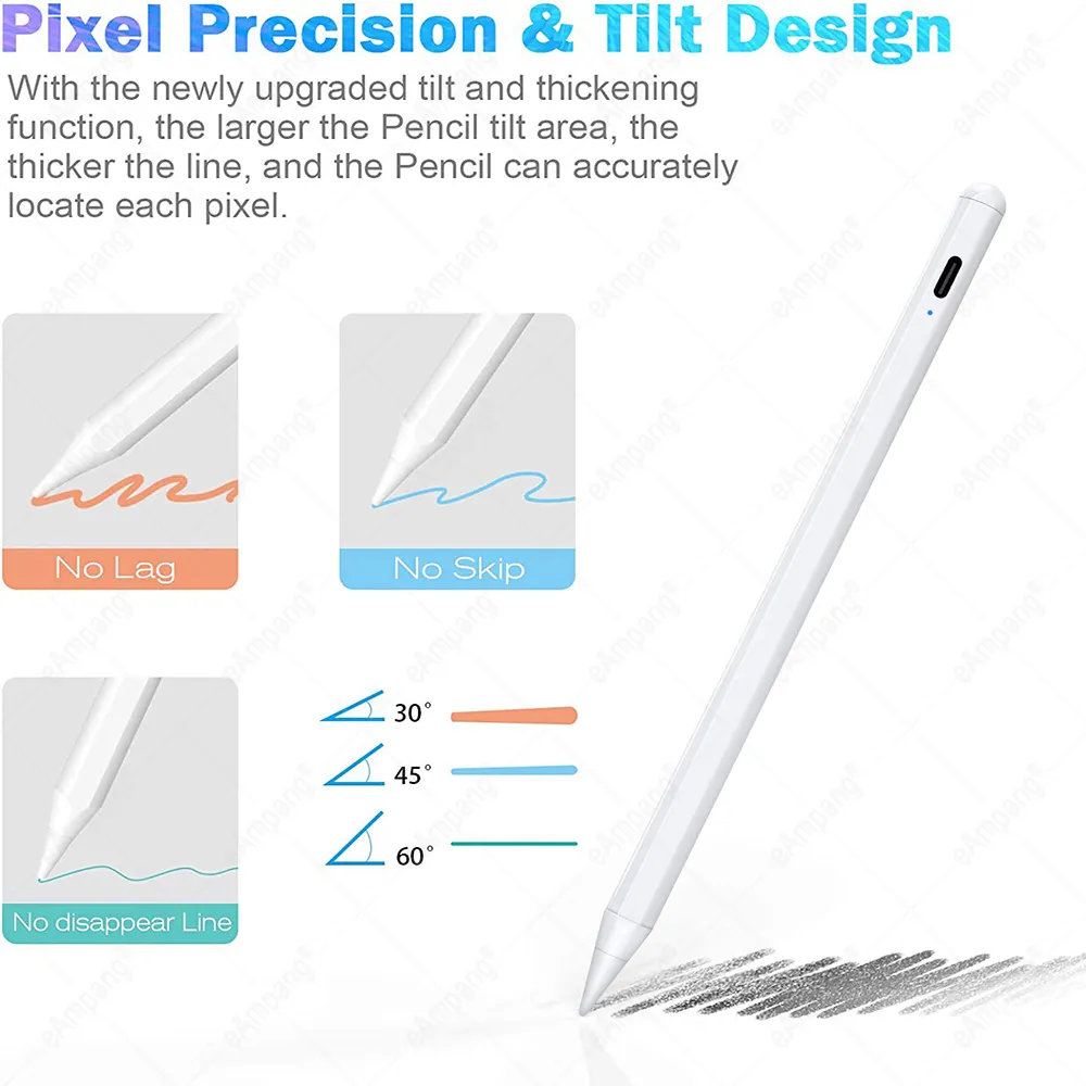 For iPad Pencil with Palm RejectionActive Stylus Pen for Apple Pencil 2 1 iPad Pro 2021 11 12.9 2020 2018 2019 Air 7th 8th