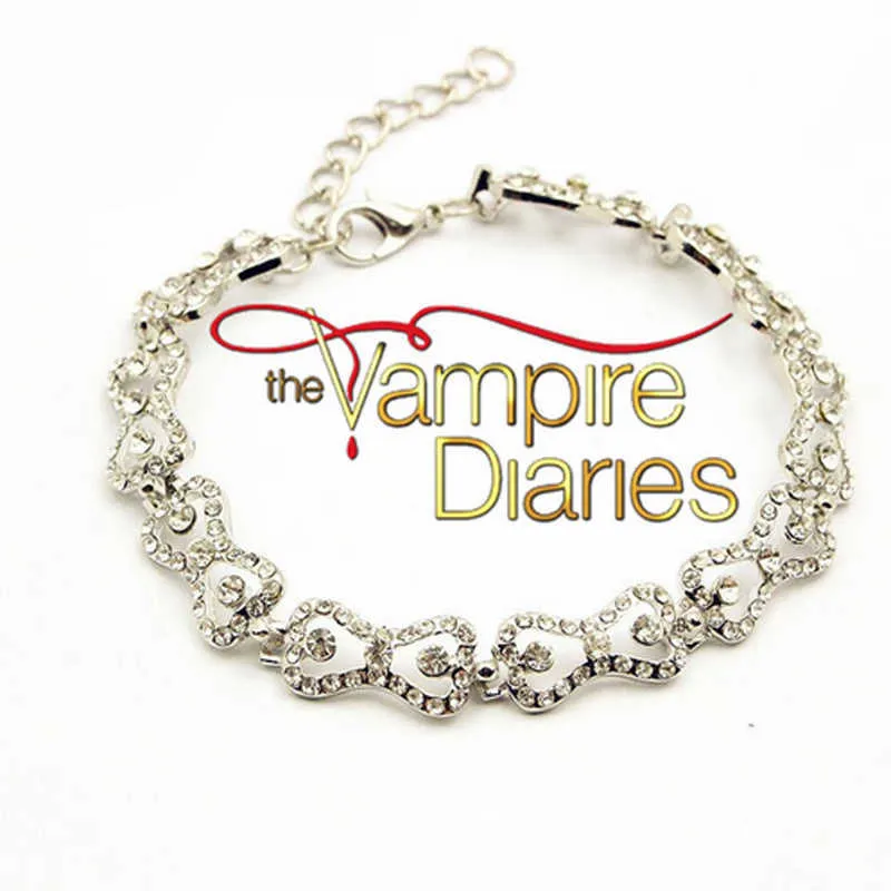 Moda braccialetto completo con strass gioielli The Vampire Diaries Klaus Caroline Forbes bracciali cristallo fiocco lustro regalo per Grirl Q0719