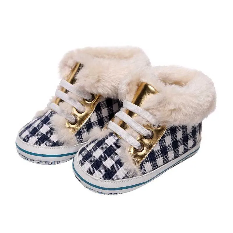 Hiver bébé garçons filles chaussons chauds polaire anti-dérapant semelle souple coton baskets enfant en bas âge premier marcheur chaussures hautes G1023