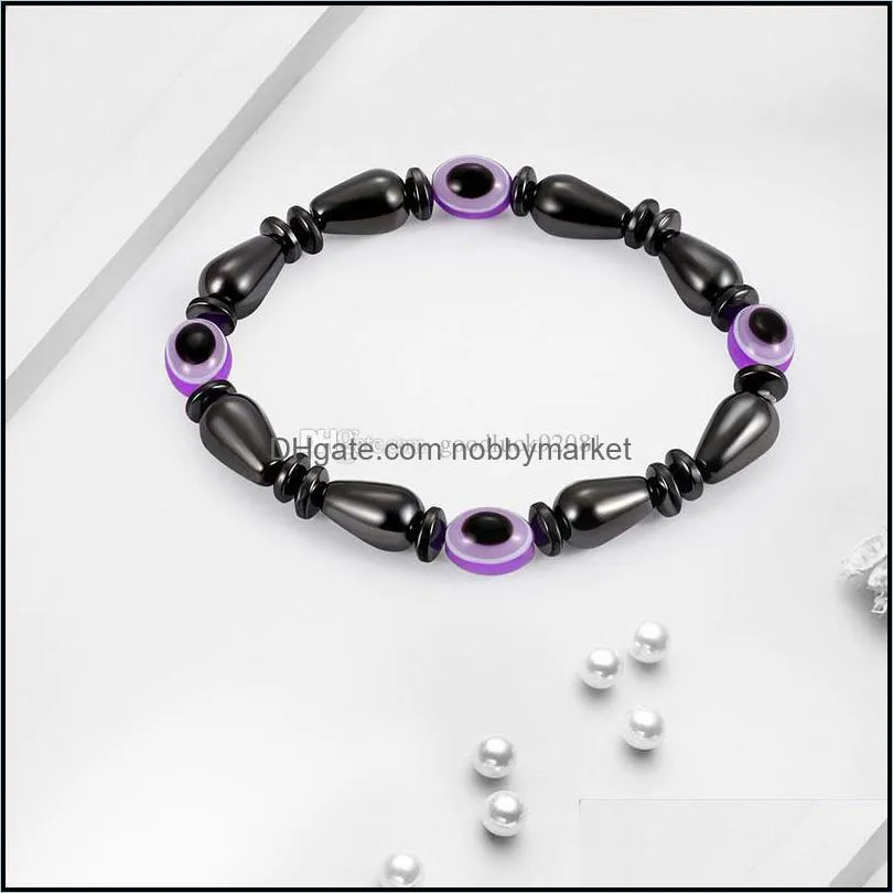 new Water drop Magnet Bracelets black gallstone magnetic bracelet flat bead resin blue eye shape bracelets for women jewelry