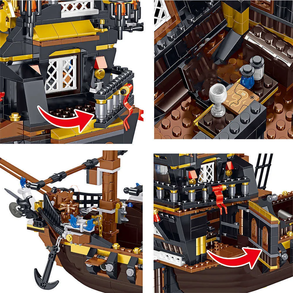 ₩53,611에서 키즈 장난감 배송 해적 모델 제작자 영원 해적 선박 빌딩 블록 아이디어 시리즈 보트 벽돌 소년 생일 선물 X0902  | Dhgate