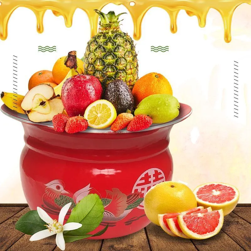 1960s Chinese Traditional Fruit Basket Antique Kitchen Decor Enamel