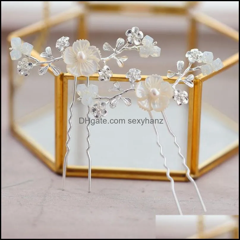 Hair Clips & Barrettes Floralbride Handmade Baroque Alloy Shell Flower Leaf Freshwater Pearls Bridal Pin Wedding Sticker Women Jewelry