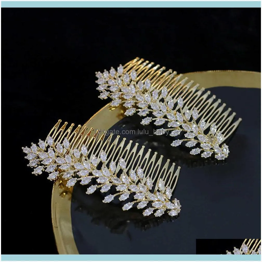 ASNORA Crystal Bridal Leaf Comb Girl Zirconia Jewelry Wedding Hair Bridesmaid Accessories