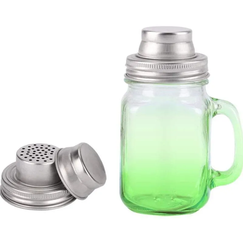 Mason Jar Shaker Lids Stainless Steel cover for Regular Mouth Mason Canning Jars Rust Proof Cocktail Shaker Dry Rub Cocktail 70mm F0318