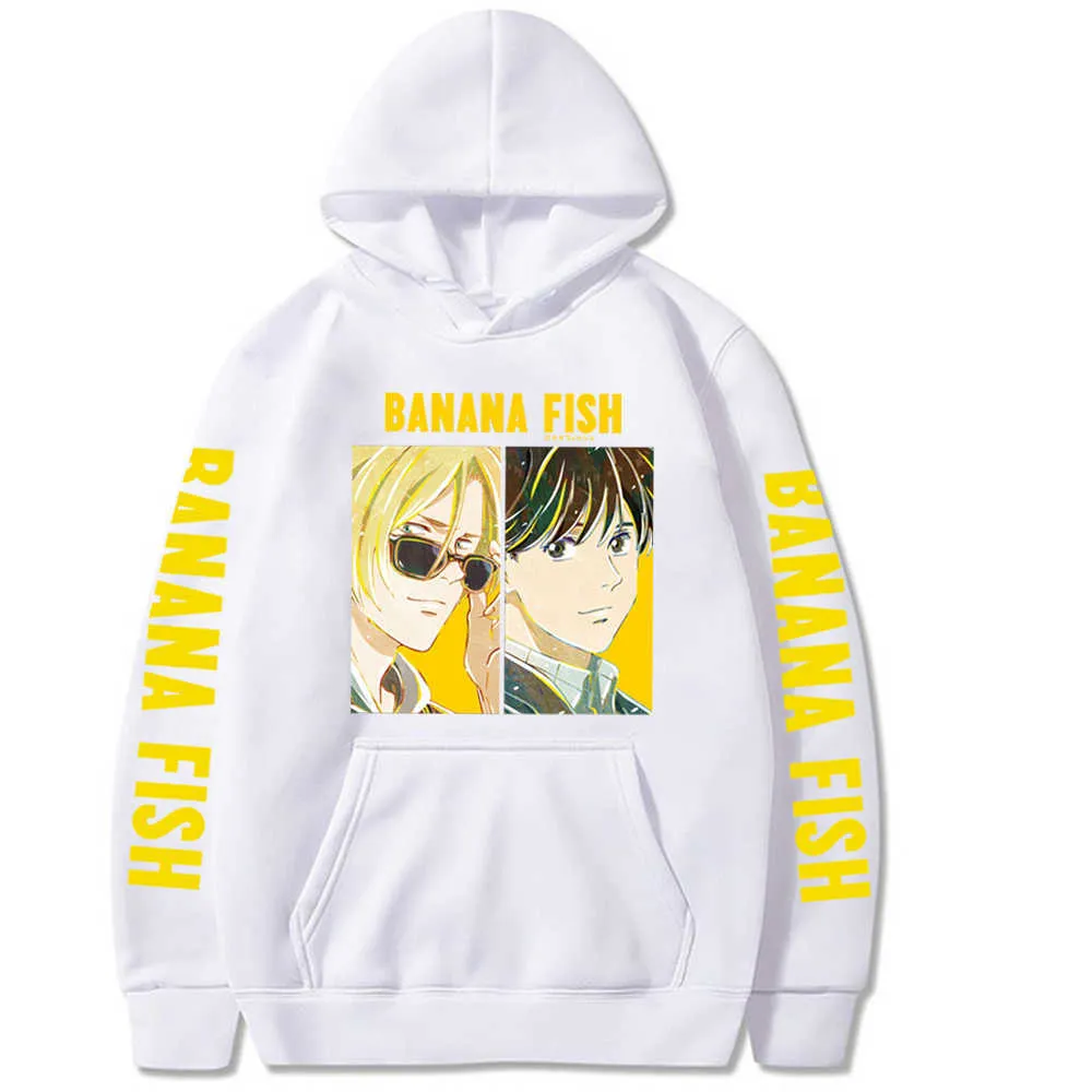 Banan Fish Hoodie Anime Mode Loose Sleeves Casual Cloth Uniex Y0804