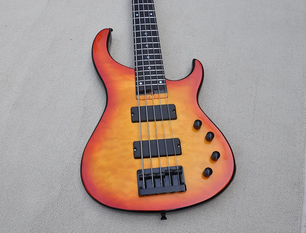 Customizable Orange Body Electric Short Scale Bass Guitar