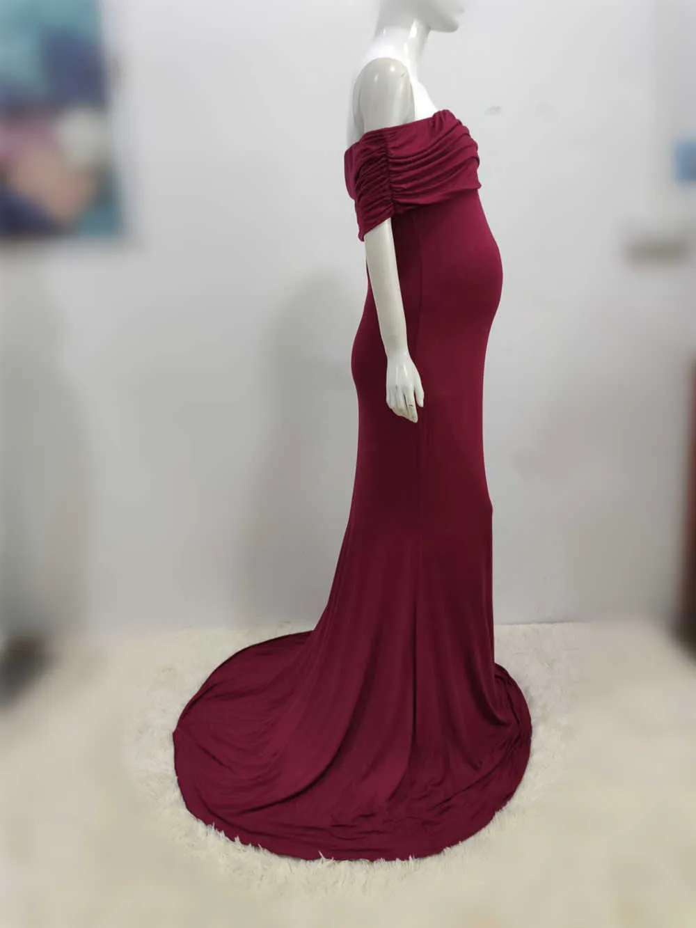 Shoulderless Maternity Dresses Photography Props Long Pregnancy Dress For Baby Shower Photo Shoots Pregnant Women Maxi Gown 2020 (2)