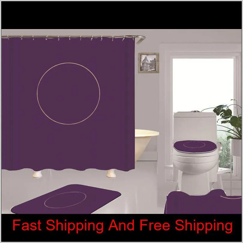 trend print shower curtains sets hipster high-grade four-piece suit bathroom anti-peeping non-slip deodorant bath toilet mats