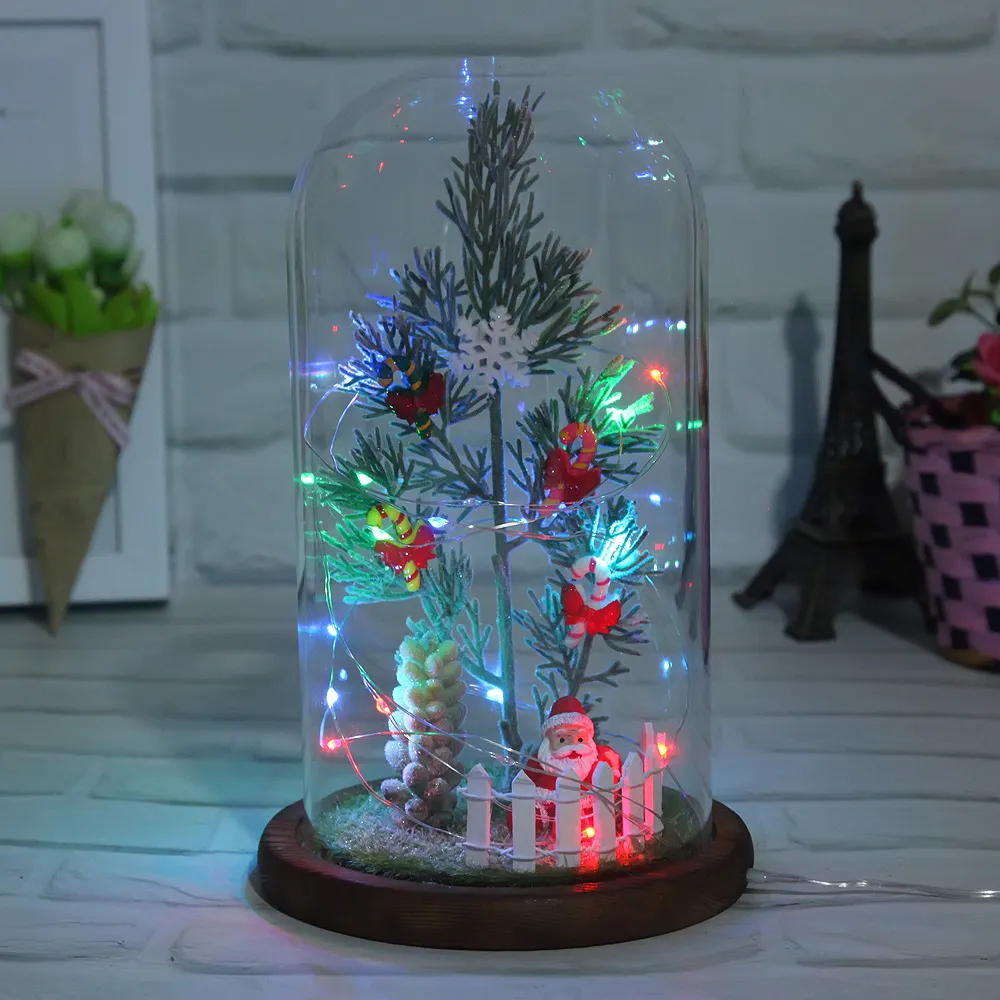 Noel Ağaçları Hediye Cam Kapak LED Lamba Reçine Noel Baba Ev Dekorasyon