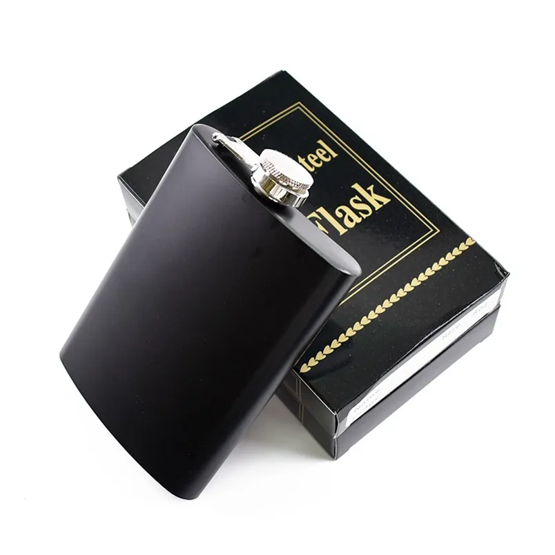 Matt black 6oz 8oz Liquor Hip Flask Screw Caps Stainless steel wine pot Russian portable Hip Flasks WWA144