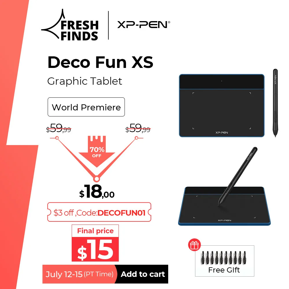 XP Pen Deco Fun Graphic Tablet Dravel Draiting Osu Онлайн Образование Совместимо с Android Mac Linux Windows Chrome OS Tilt Tilt