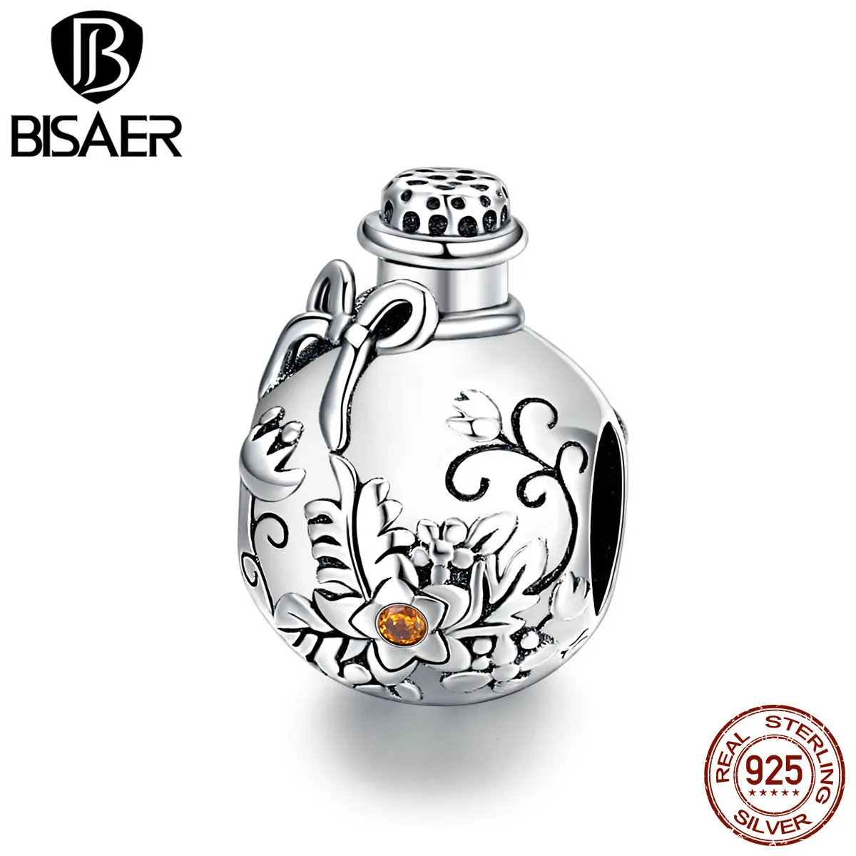 Bisaer ing garrafa encantos 925 prata esterlina brilhante zircão pingente esmalte esmalte fit bracelete de bracelete para mulheres jóias q0531